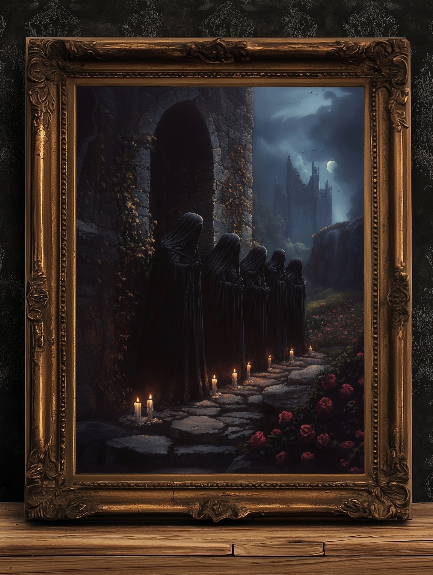 The Wraithmarch, Gothic Cloaked Figures Poster, Dark Fantasy Castle Wall Art, Bookish Witchcore Whimsigoth Decor Dark Academia Poster