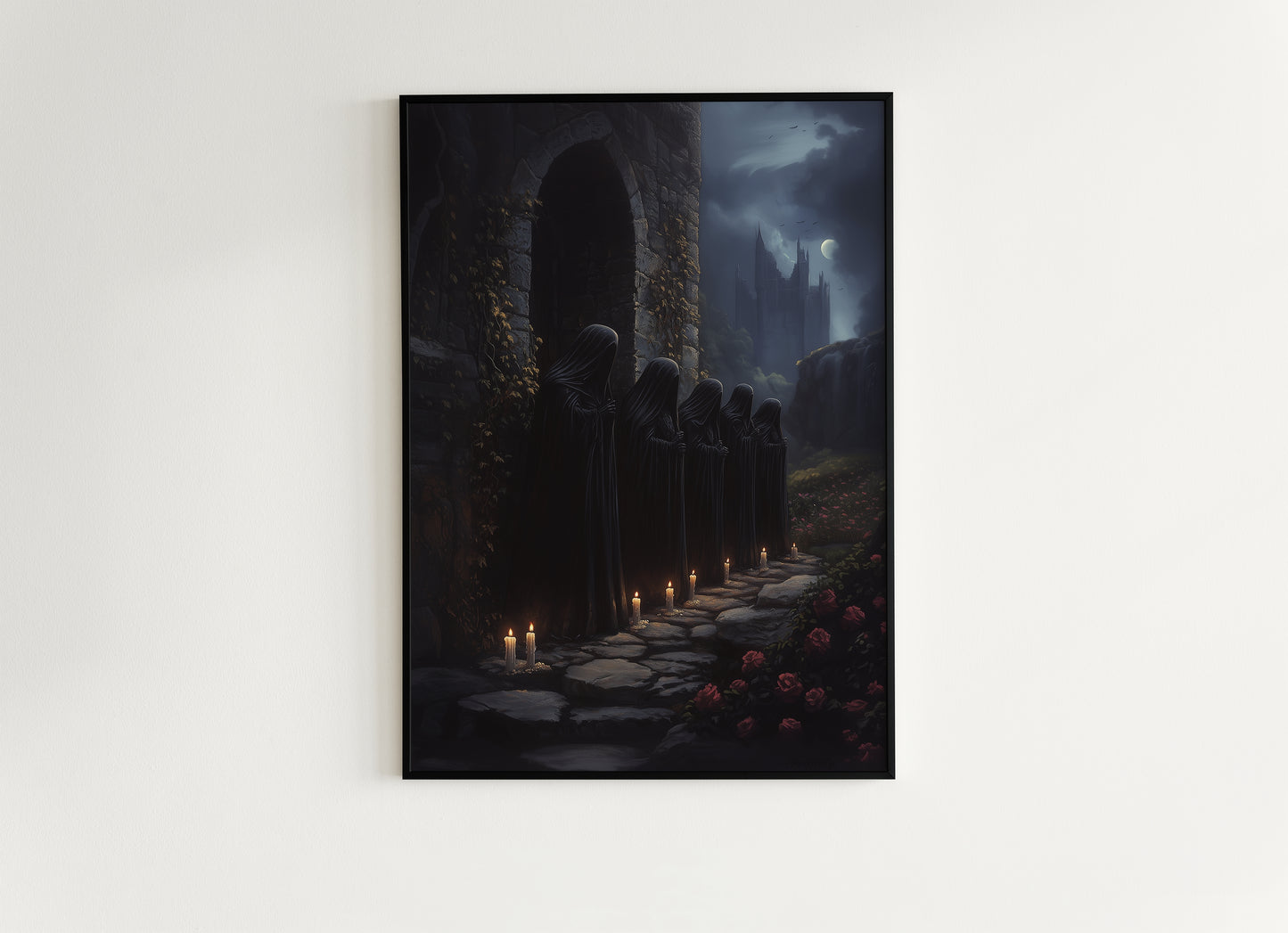 The Wraithmarch, Gothic Cloaked Figures Poster, Dark Fantasy Castle Wall Art, Bookish Witchcore Whimsigoth Decor Dark Academia Poster