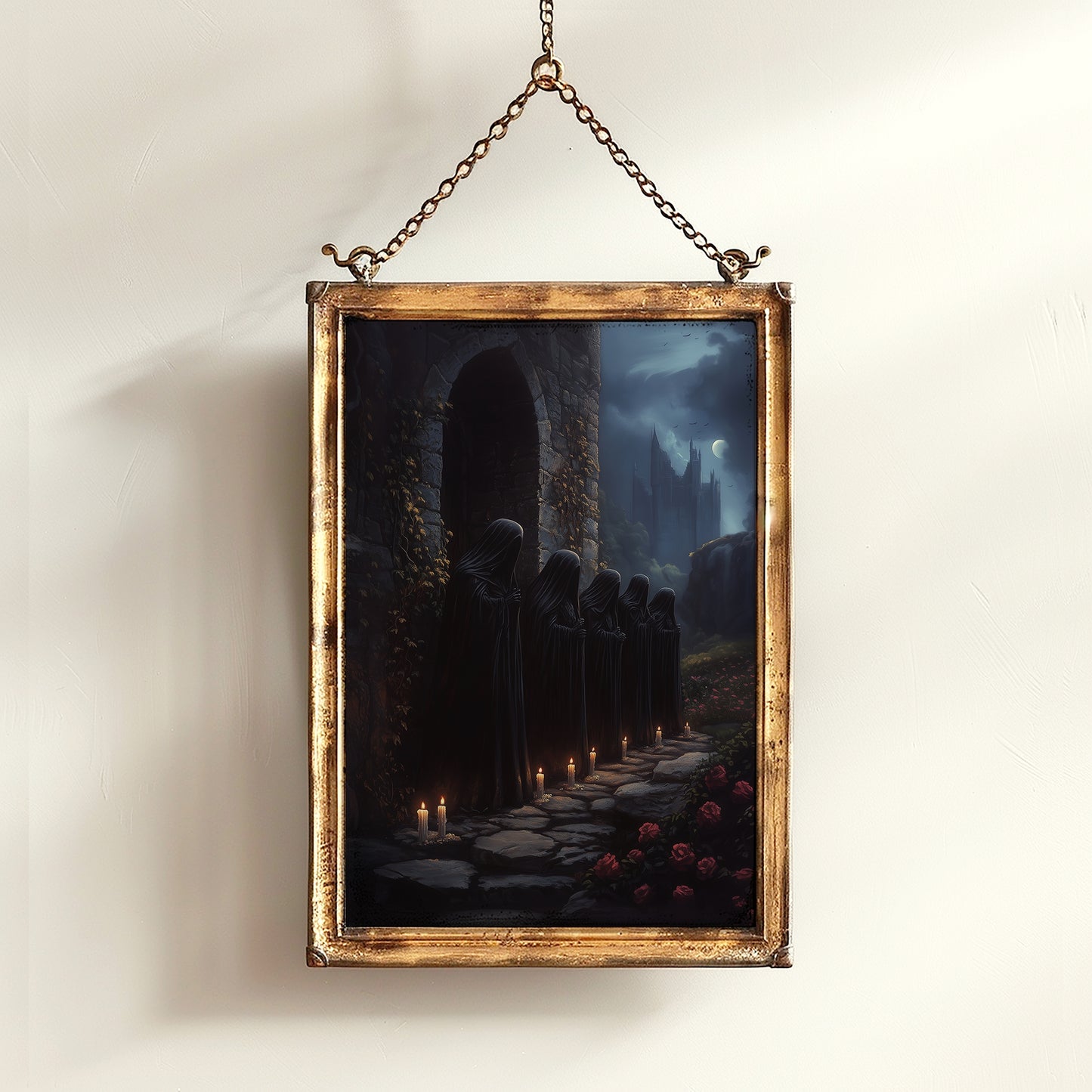 The Wraithmarch, Gothic Cloaked Figures Poster, Dark Fantasy Castle Wall Art, Bookish Witchcore Whimsigoth Decor Dark Academia Poster