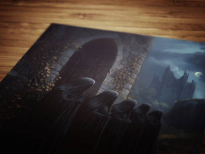 The Wraithmarch, Gothic Cloaked Figures Poster, Dark Fantasy Castle Wall Art, Bookish Witchcore Whimsigoth Decor Dark Academia Poster