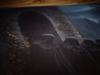 The Wraithmarch, Gothic Cloaked Figures Poster, Dark Fantasy Castle Wall Art, Bookish Witchcore Whimsigoth Decor Dark Academia Poster