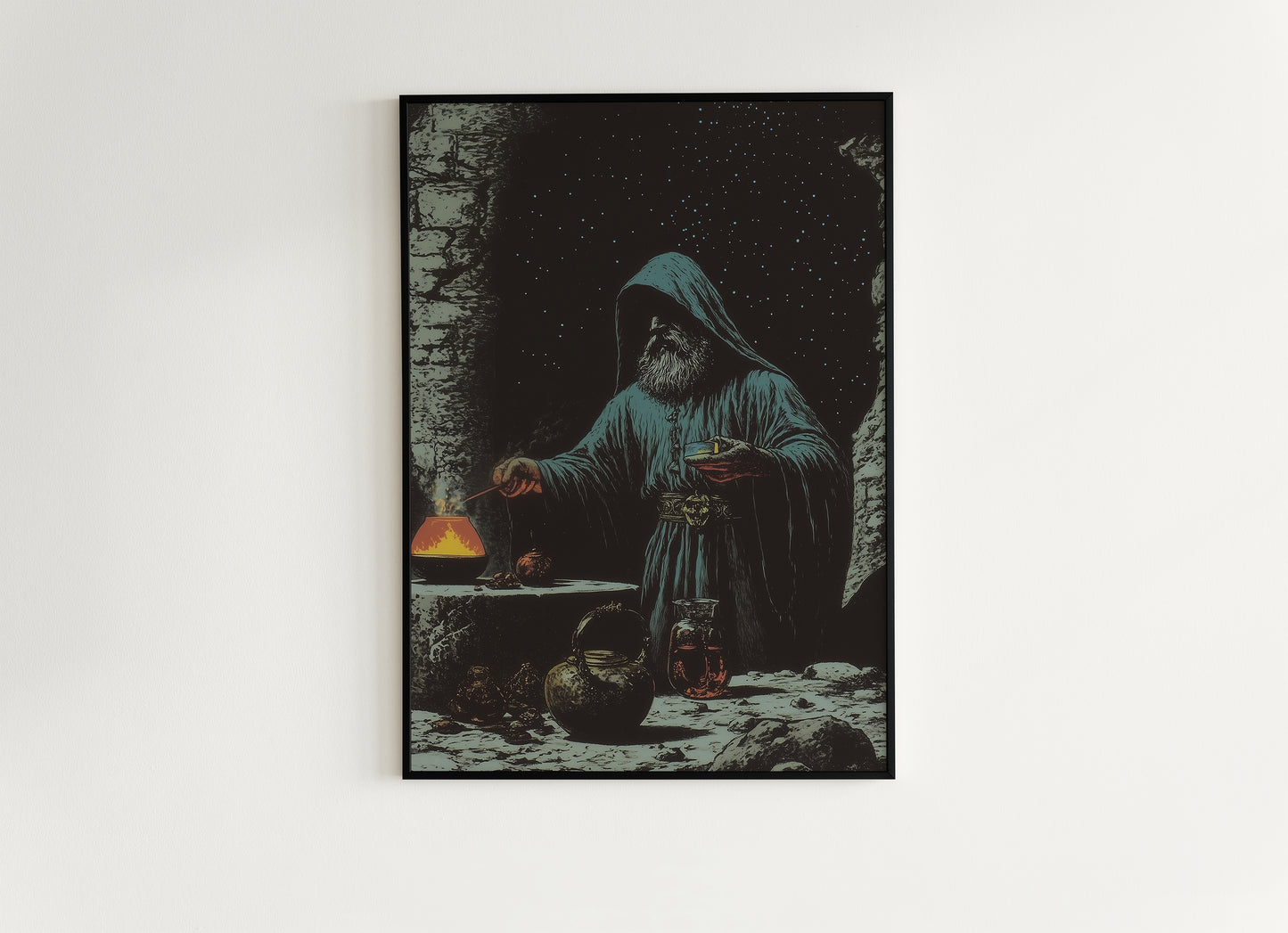 The Alchemist, Mystical Wizard Poster, Medieval Magic Alchemist, Dark Academia Fantasy Wall Art, Whimsigoth Decor, Witchcore Gothic Print