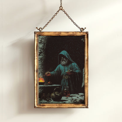 The Alchemist, Mystical Wizard Poster, Medieval Magic Alchemist, Dark Academia Fantasy Wall Art, Whimsigoth Decor, Witchcore Gothic Print