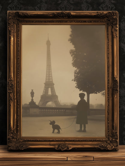 A boy And His Pet Dinosaur Wall art Print