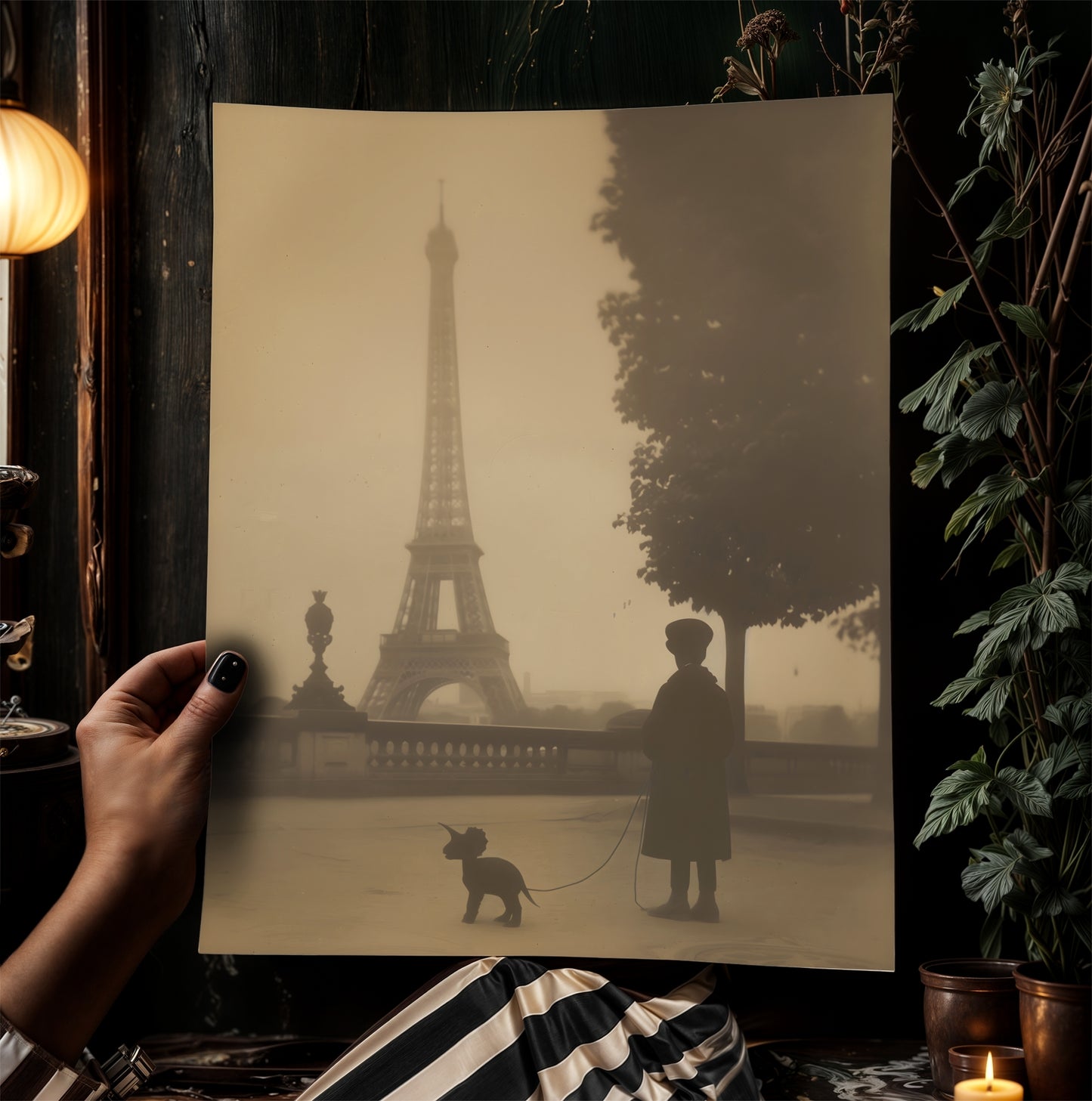 A boy And His Pet Dinosaur Wall art Print