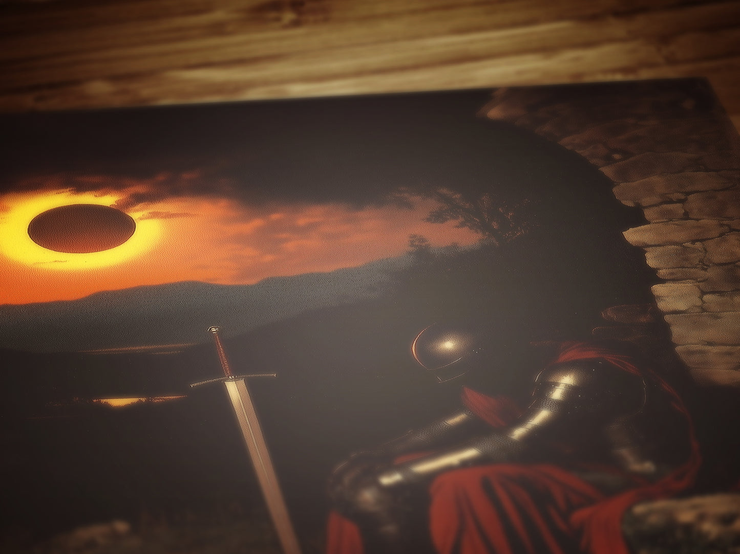 Solar Eclipse Armored Knight Poster, Castlecore Fantasy Wall Art, Dark Academia Medieval Whimsigoth Decor, Bookish Print Gift for Readers