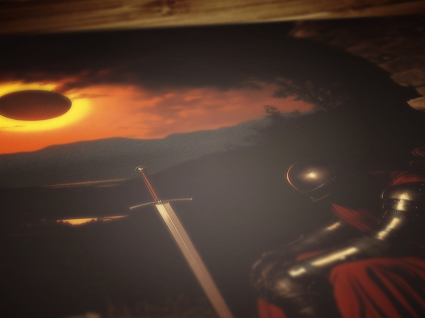 Solar Eclipse Armored Knight Poster, Castlecore Fantasy Wall Art, Dark Academia Medieval Whimsigoth Decor, Bookish Print Gift for Readers