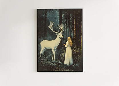 Lord of the North, White Stag Forest Poster, Castlecore Dark Fantasy Romance Wall Art, Whimsigoth Decor Print, TOG Bookish Gift for Readers