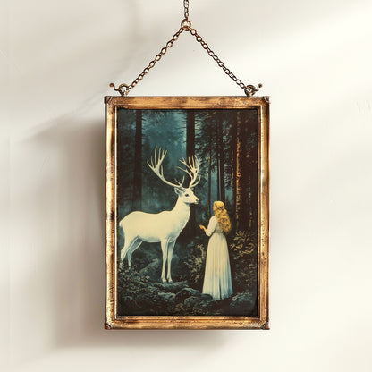 Lord of the North, White Stag Forest Poster, Castlecore Dark Fantasy Romance Wall Art, Whimsigoth Decor Print, TOG Bookish Gift for Readers