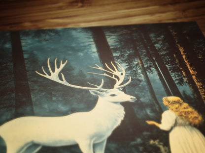 Lord of the North, White Stag Forest Poster, Castlecore Dark Fantasy Romance Wall Art, Whimsigoth Decor Print, TOG Bookish Gift for Readers