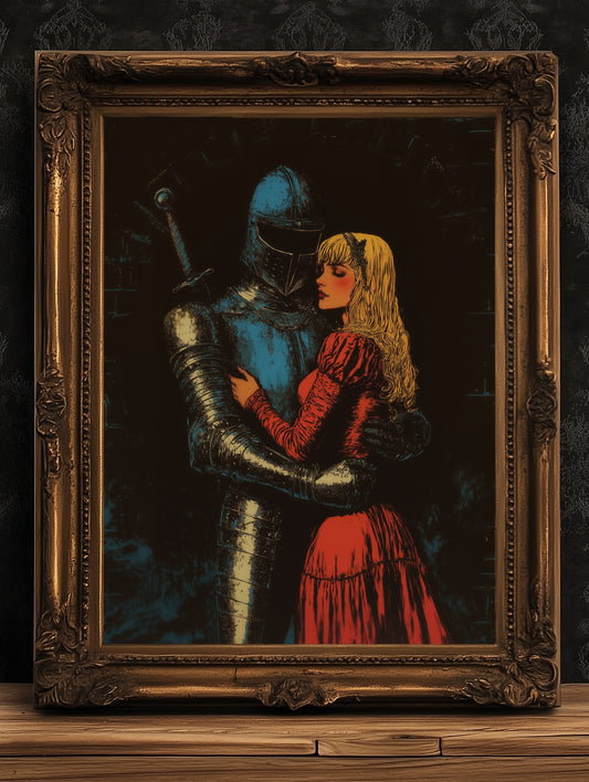 One Last Goodbye, Knight And Lady Poster, Dark Fantasy Art Print, Medieval Dark Romance Wall Art Whimsigoth Decor Castlecore, Bookish Gift