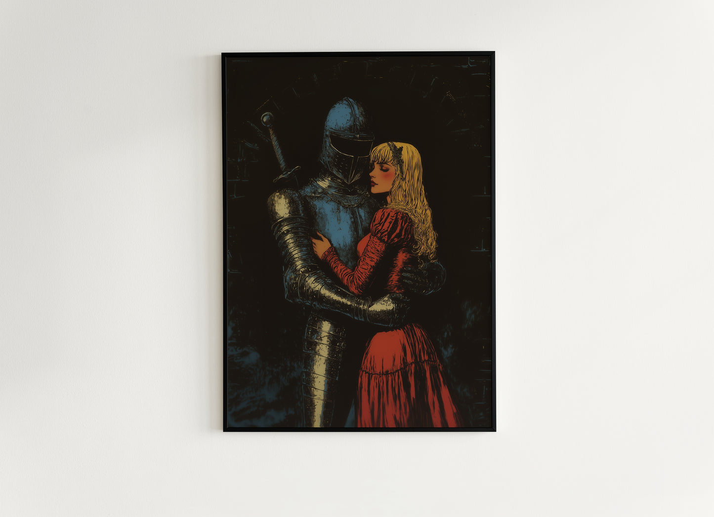 One Last Goodbye, Knight And Lady Poster, Dark Fantasy Art Print, Medieval Dark Romance Wall Art Whimsigoth Decor Castlecore, Bookish Gift