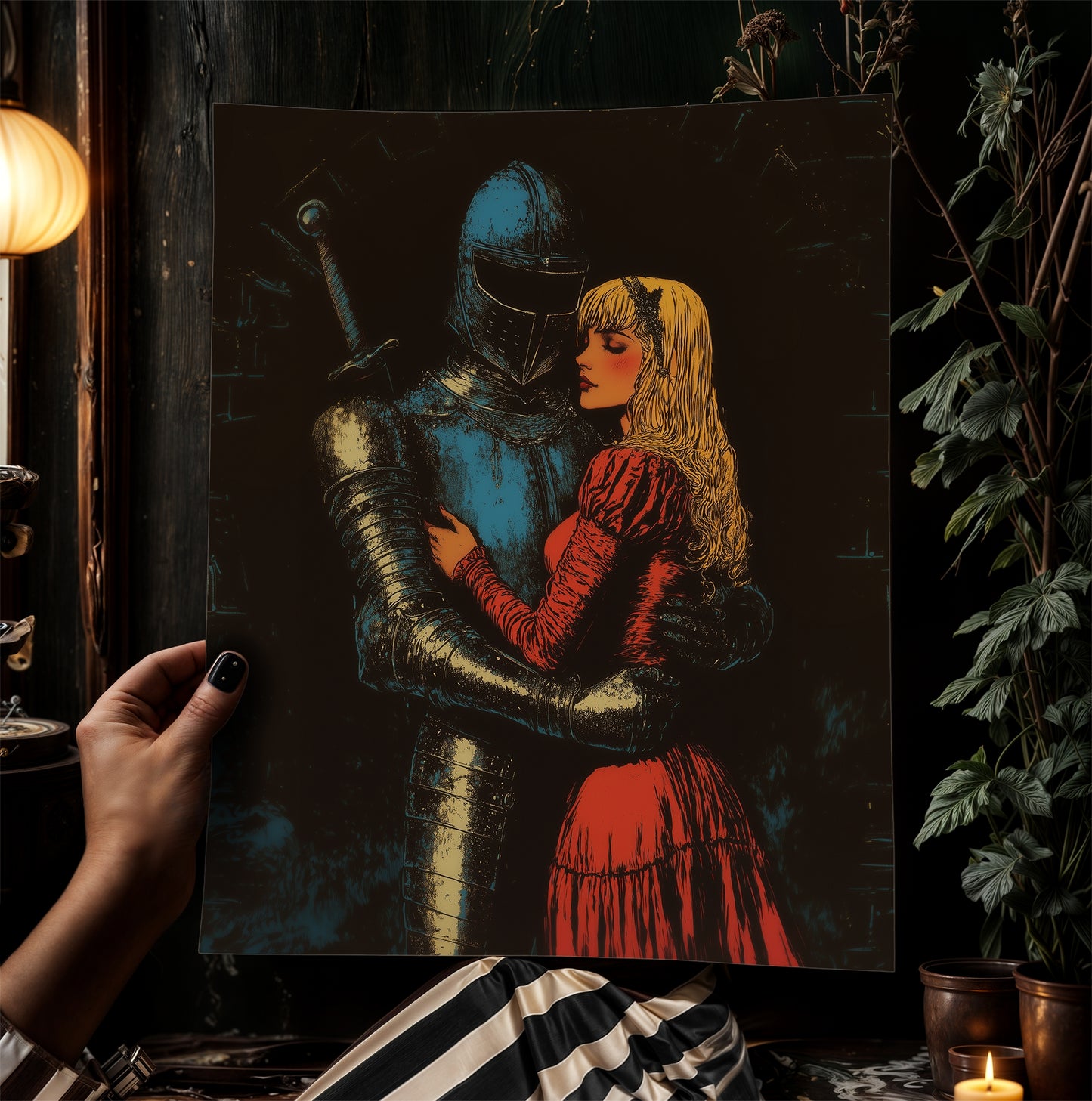 One Last Goodbye, Knight And Lady Poster, Dark Fantasy Art Print, Medieval Dark Romance Wall Art Whimsigoth Decor Castlecore, Bookish Gift