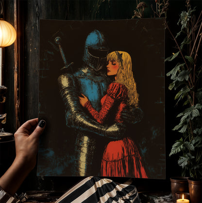 One Last Goodbye, Knight And Lady Poster, Dark Fantasy Art Print, Medieval Dark Romance Wall Art Whimsigoth Decor Castlecore, Bookish Gift