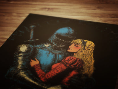 One Last Goodbye, Knight And Lady Poster, Dark Fantasy Art Print, Medieval Dark Romance Wall Art Whimsigoth Decor Castlecore, Bookish Gift