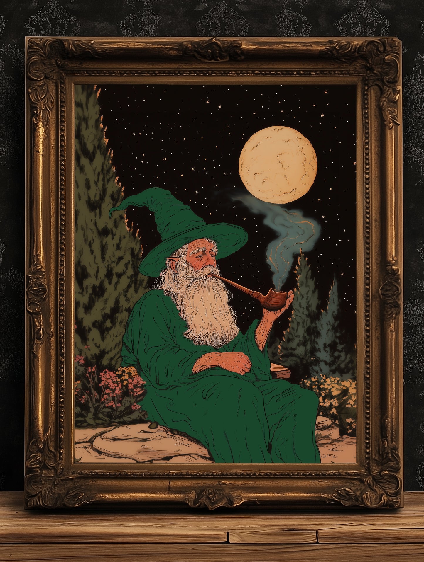 Wizard Break, Dark Fantasy Art Print, Medieval Dark Romance Wall Art Whimsigoth Decor Castlecore, LOTR TOG Bookish Gift for Readers