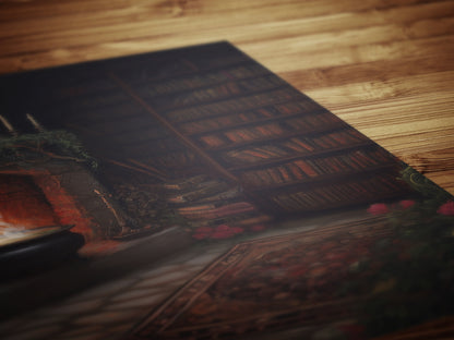 Halloween Cauldron Art Print, Dark Academia, Medieval Castlecore Witchy Fireplace Poster, Whimsigoth Decor, Hocus Pocus Room Decor