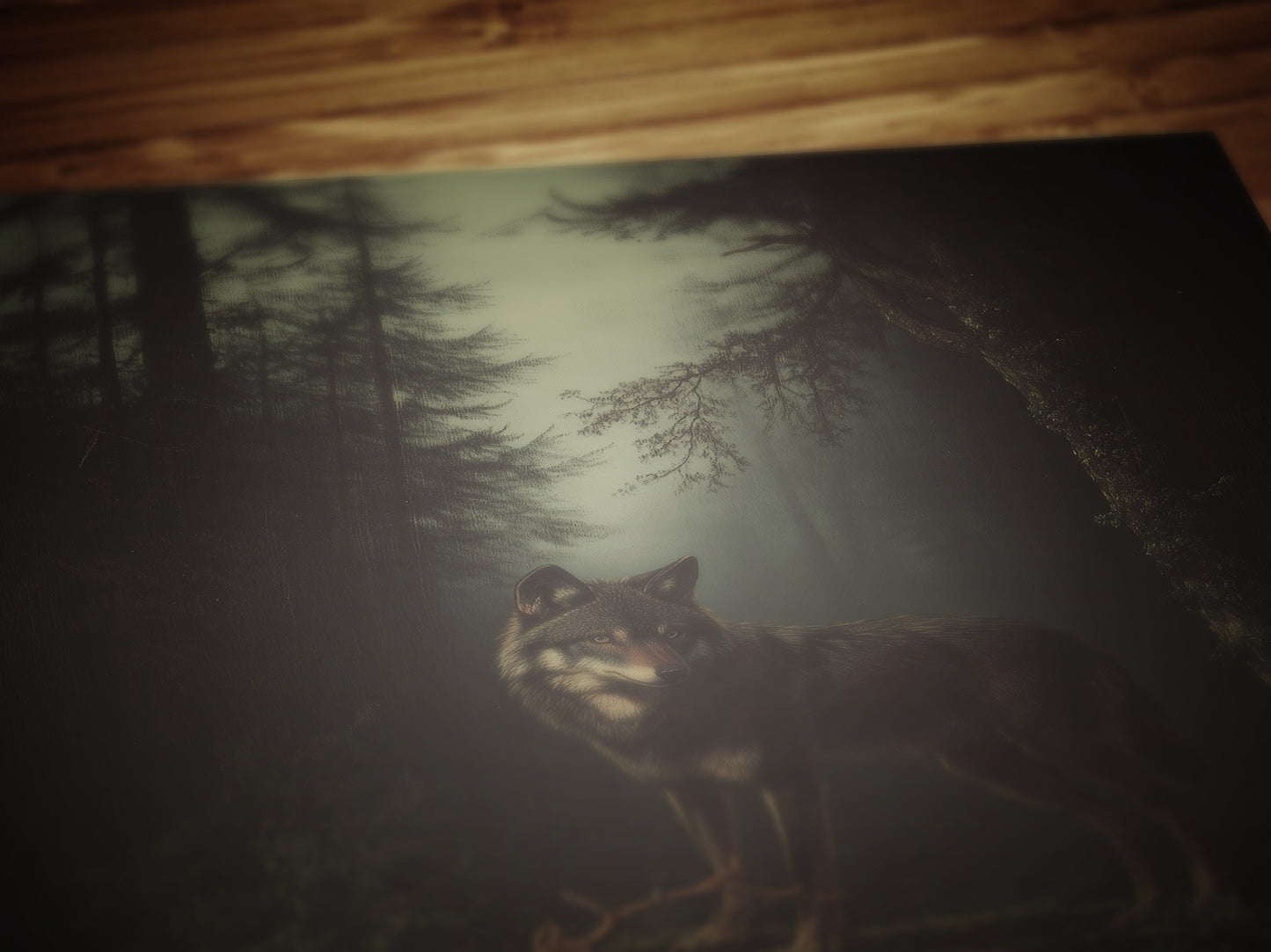 Dark Forest Wall Art, Wolf and Deer Print, Dark Academia Whimsigoth Decor, Fairycore Gothic Painting for Witchy Medieval Rooms