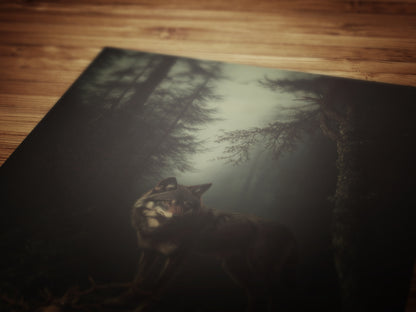 Dark Forest Wall Art, Wolf and Deer Print, Dark Academia Whimsigoth Decor, Fairycore Gothic Painting for Witchy Medieval Rooms