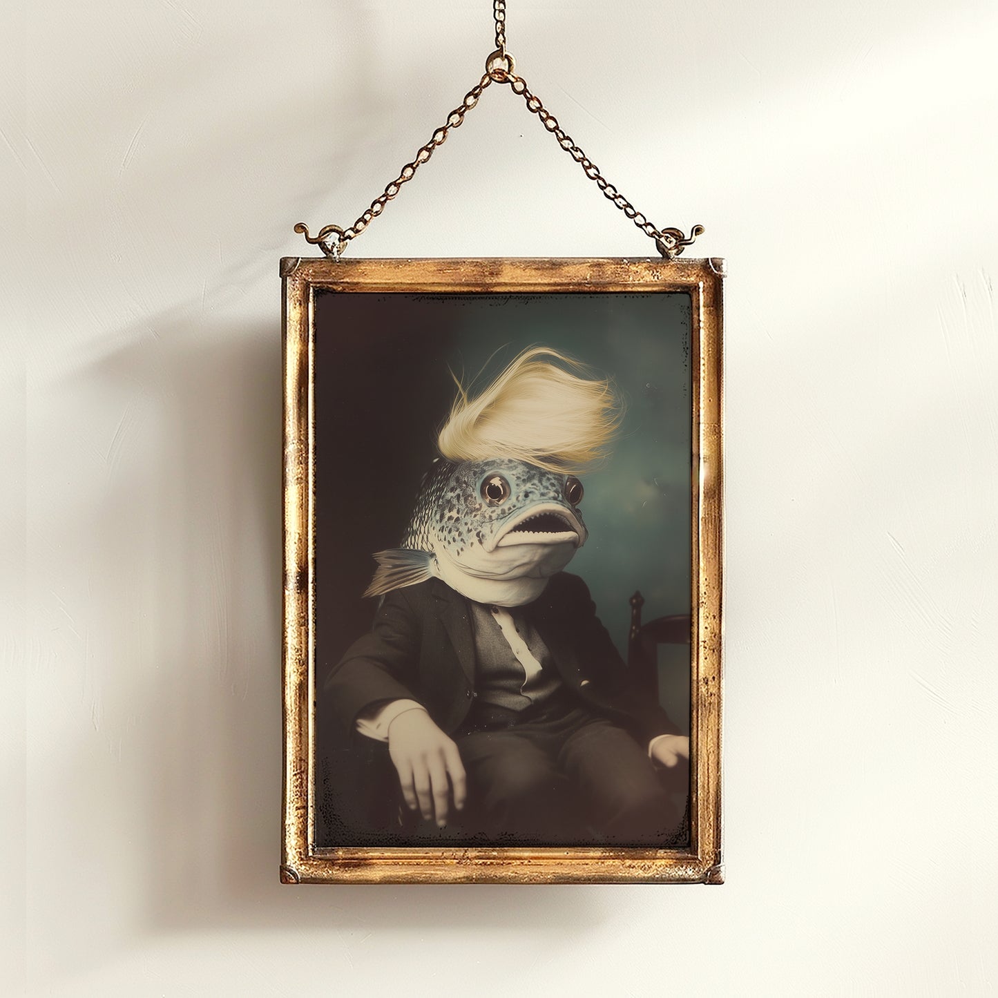 The Toupee, Funny Fish Portrait Art Print, Vintage Weirdcore Photograph,  Whimsigoth Decor, FDT Merch Gift