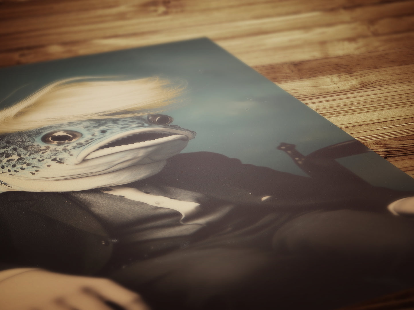 The Toupee, Funny Fish Portrait Art Print, Vintage Weirdcore Photograph,  Whimsigoth Decor, FDT Merch Gift