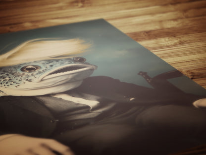 The Toupee, Funny Fish Portrait Art Print, Vintage Weirdcore Photograph,  Whimsigoth Decor, FDT Merch Gift