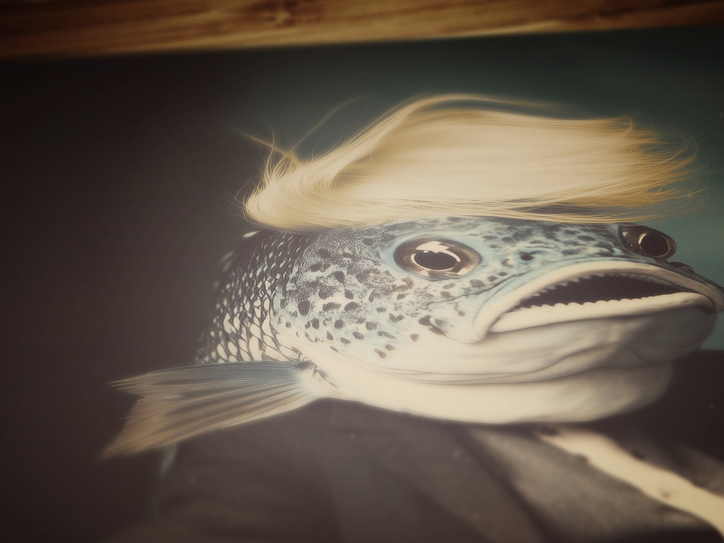 The Toupee, Funny Fish Portrait Art Print, Vintage Weirdcore Photograph,  Whimsigoth Decor, FDT Merch Gift