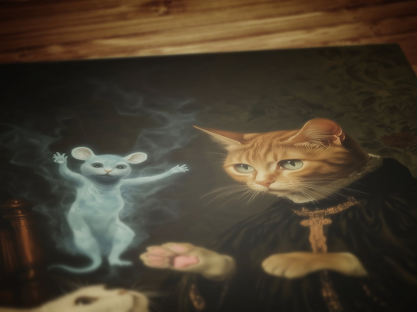 Whimsical Cat Exorcist Art Print, Vintage Photograph, Quirky Cat Decor, Funny Weirdcore Cat Lovers Gift, Quirky Dark Academia, Weird Gifts