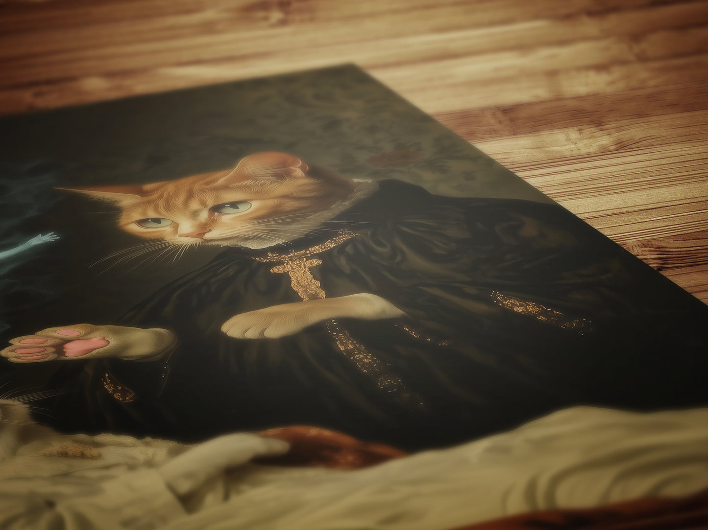 Whimsical Cat Exorcist Art Print, Vintage Photograph, Quirky Cat Decor, Funny Weirdcore Cat Lovers Gift, Quirky Dark Academia, Weird Gifts