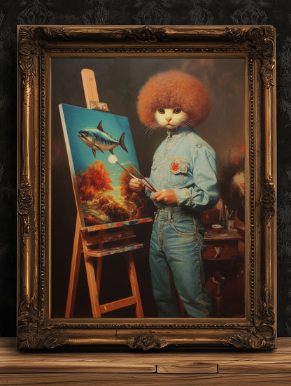 Cat Ross Art Print, Vintage Photograph, Quirky Cat Decor, Funny Weirdcore Cat Lovers Gift, Quirky Dark Academia, Weird Gifts