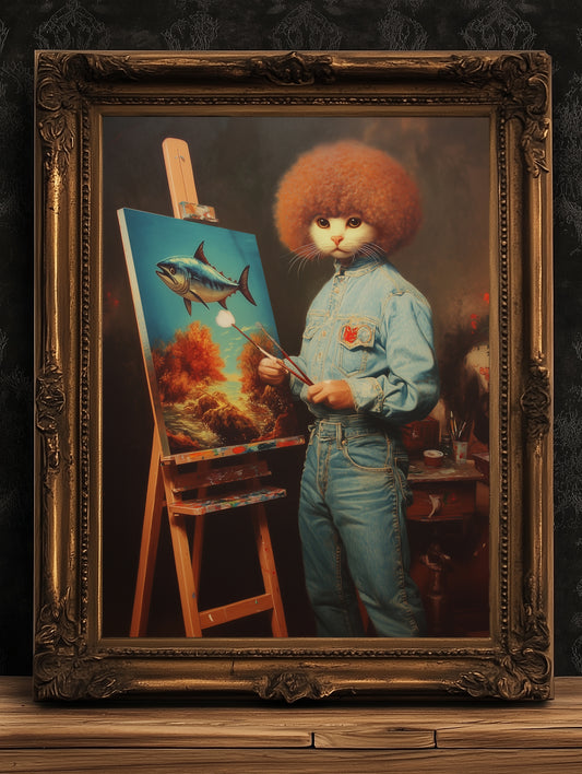 Cat Ross Art Print, Vintage Photograph, Quirky Cat Decor, Funny Weirdcore Cat Lovers Gift, Quirky Dark Academia, Weird Gifts