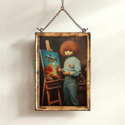 Cat Ross Art Print, Vintage Photograph, Quirky Cat Decor, Funny Weirdcore Cat Lovers Gift, Quirky Dark Academia, Weird Gifts