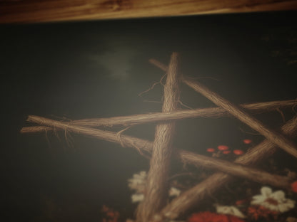 Dark Forest Wall Art, Skull and Pentagram Wreath, Gothic Whimsigoth Decor, Dark Academia Witch Altar Print, Fairycore Spooky Art