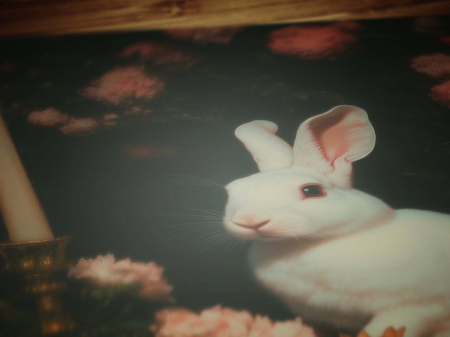 White Rabbit Poster, Dark Cottagecore Art Print, Whimsigoth Decor, Witchy Pastel Goth Gifts, Fairycore Spooky Wall Art Painting