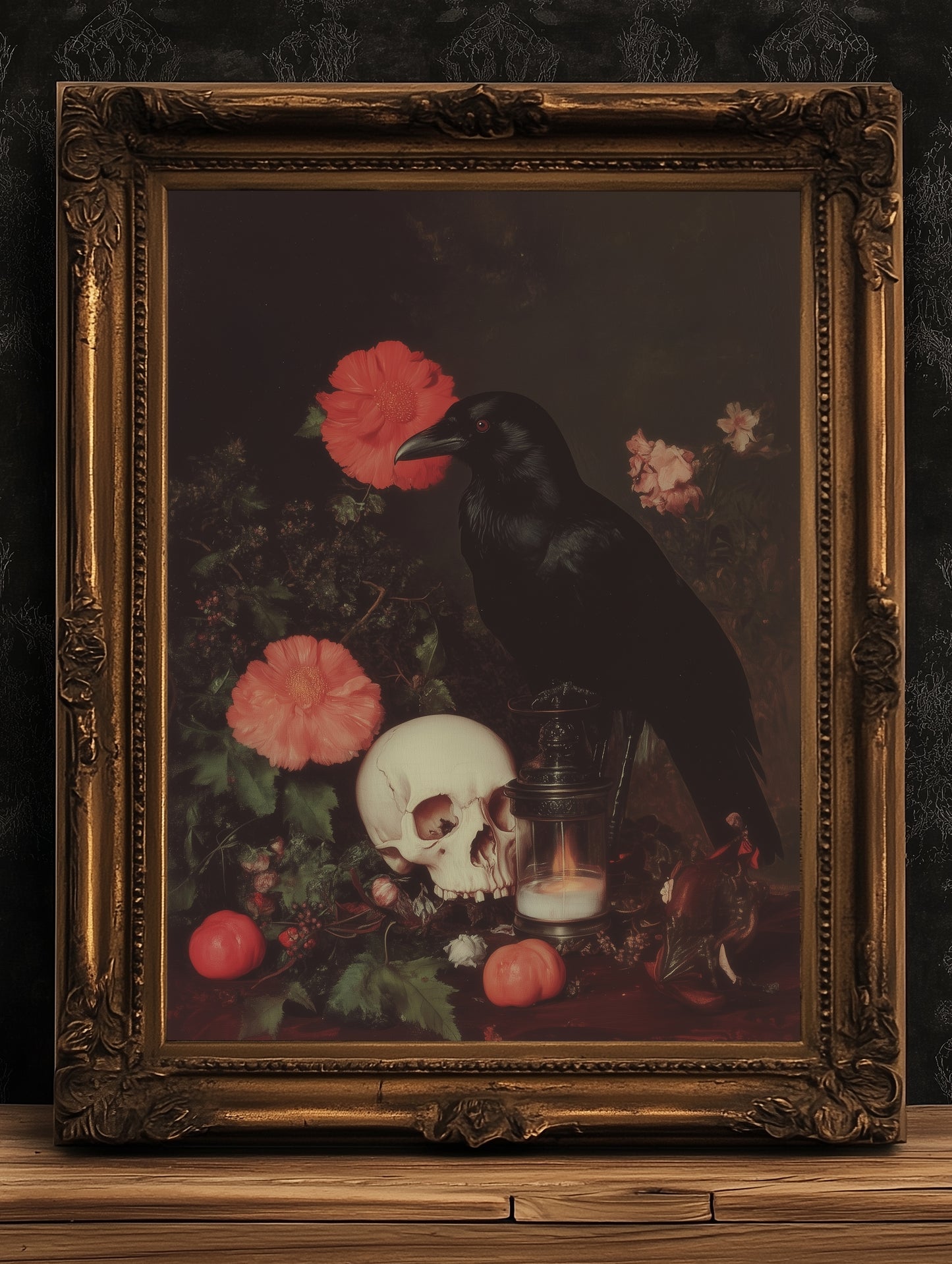 Memento Mori, Gothic Raven Art Print, Dark Academia Forest Wall Art, Whimsigoth Decor, Dark Cottagecore Decor, Spooky Wall Art Painting
