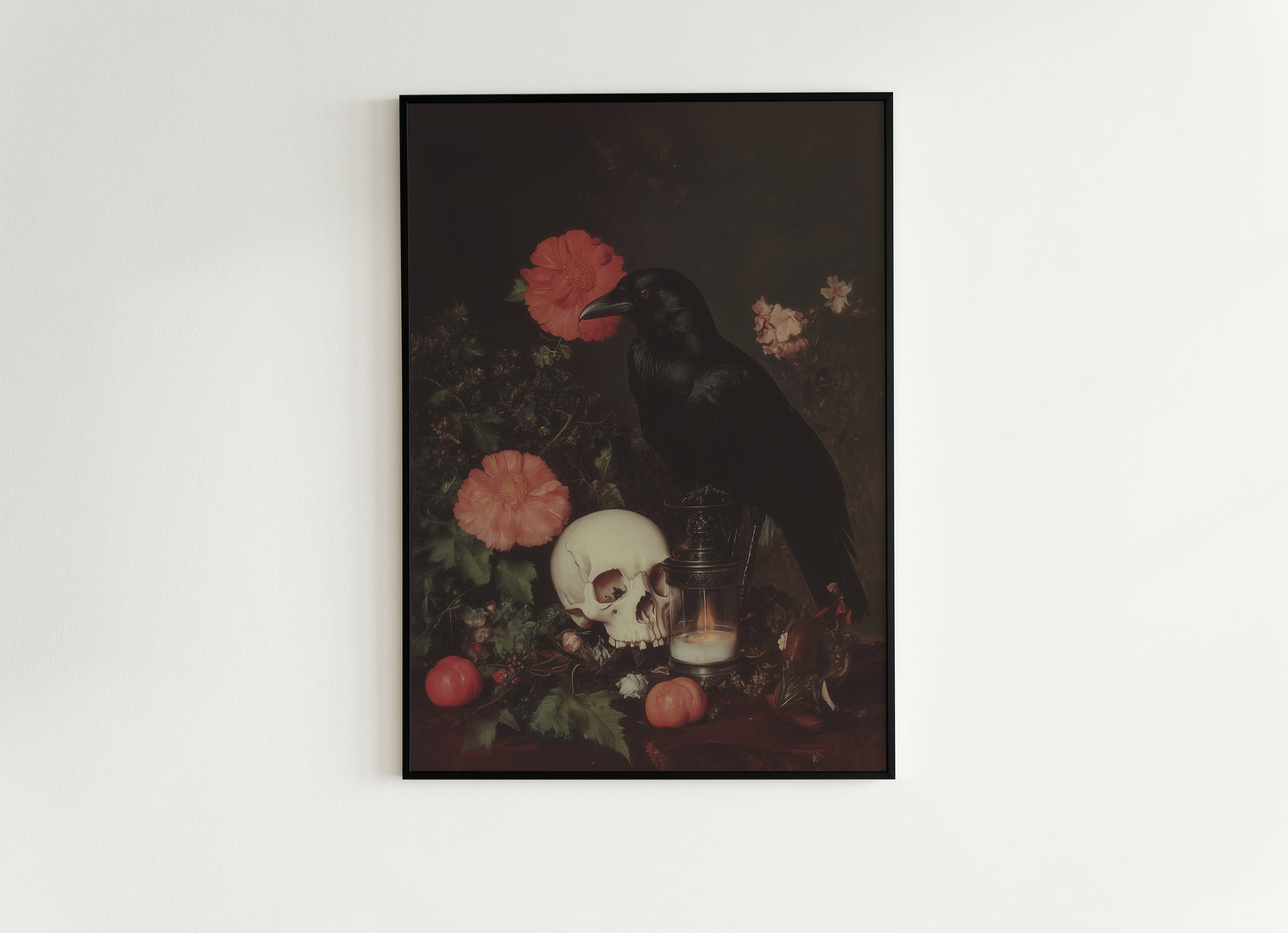 Memento Mori, Gothic Raven Art Print, Dark Academia Forest Wall Art, Whimsigoth Decor, Dark Cottagecore Decor, Spooky Wall Art Painting