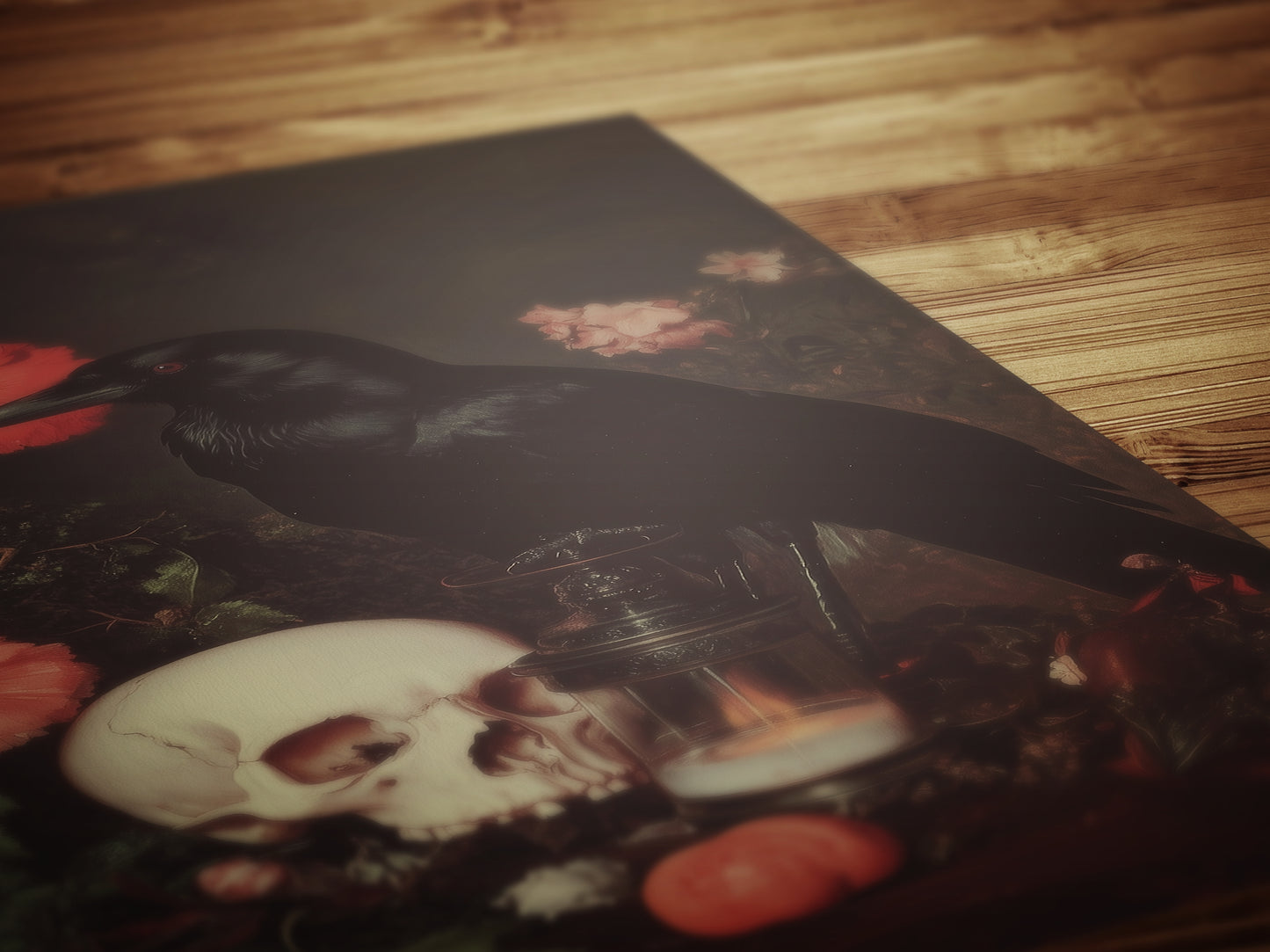 Memento Mori, Gothic Raven Art Print, Dark Academia Forest Wall Art, Whimsigoth Decor, Dark Cottagecore Decor, Spooky Wall Art Painting