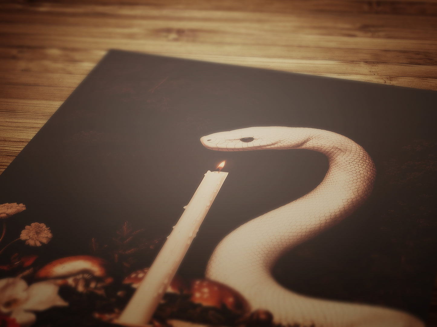 White Snake Painting, Memento Mori, Dark Academia Forest Wall Art, Whimsigoth Decor, Dark Cottagecore Decor, Spooky Wall Art Painting