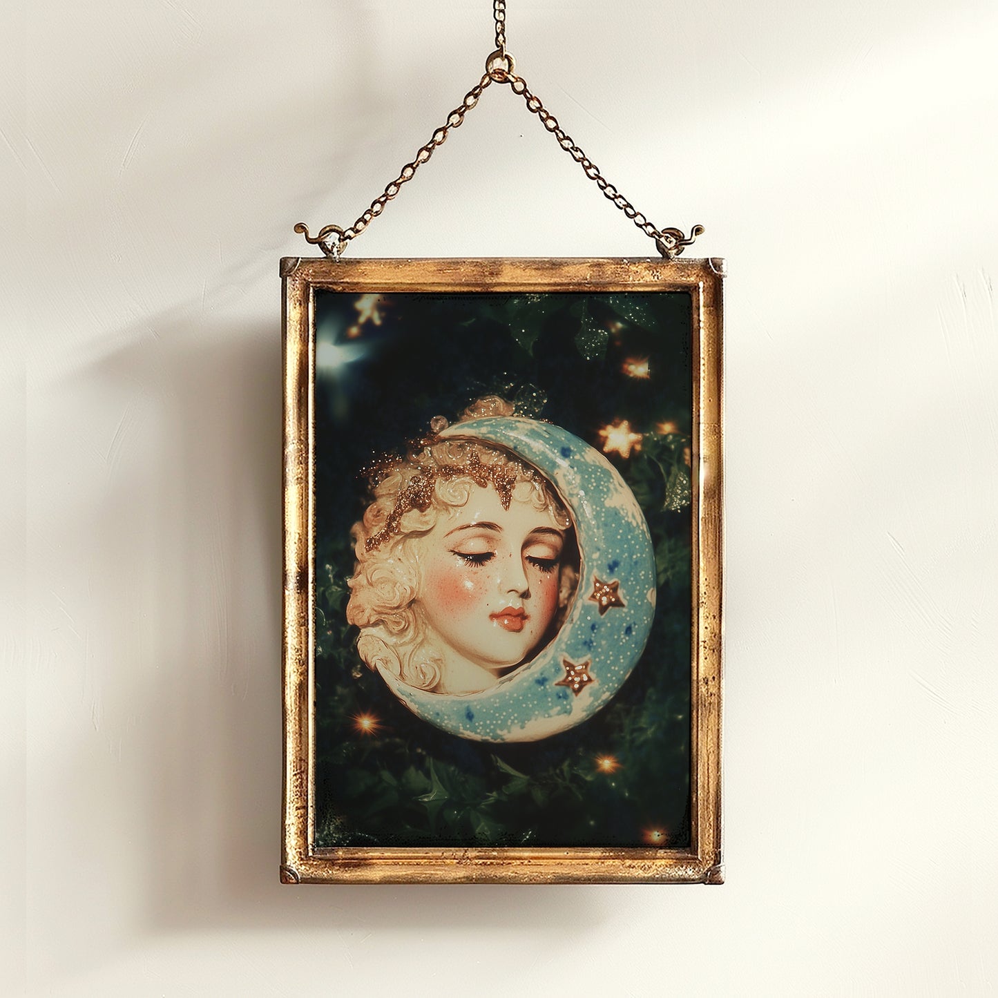 Celestial Moon Print, 90s Whimsigoth Decor, Whimsical Celestial Magical Home Decor, Crescent Moon Poster, Cosy Witchy Print