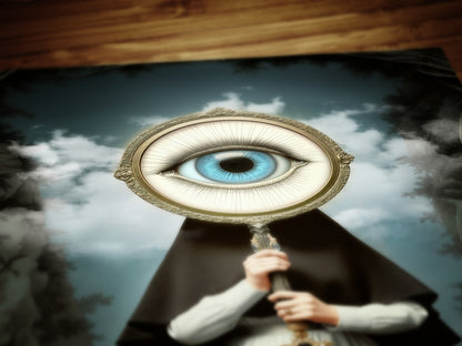 Eye See You, Forest Looking Glass, Victorian Art Poster, Vintage Decor Wall Art, Academia Moody Antique Art Print Gothic Home Decor, Reverie