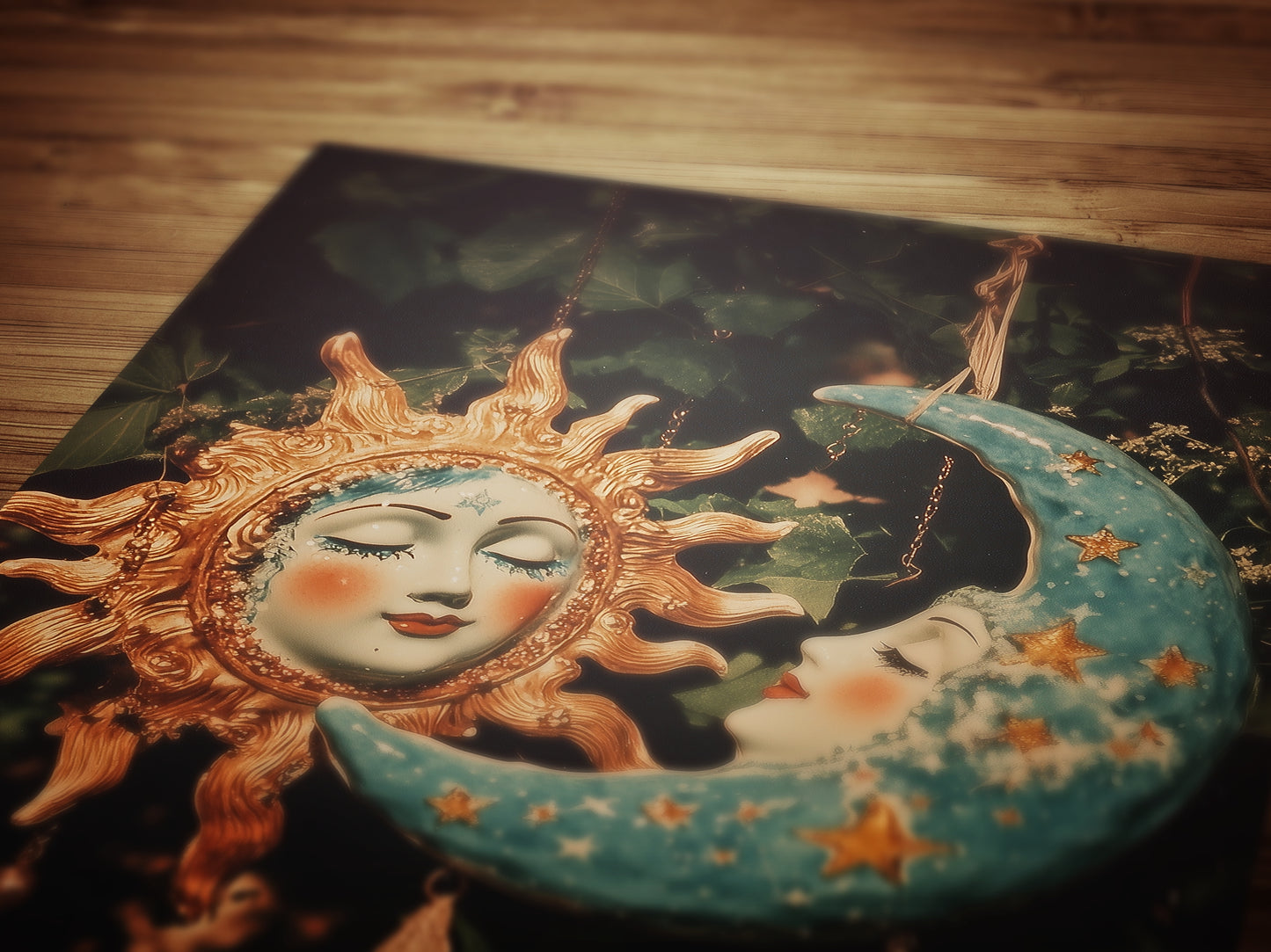 Celestial Sun And Moon Print, 90s Whimsigoth Decor, Whimsical Celestial Magical Home Decor, Crescent Moon Poster, Cosy Witchy Print