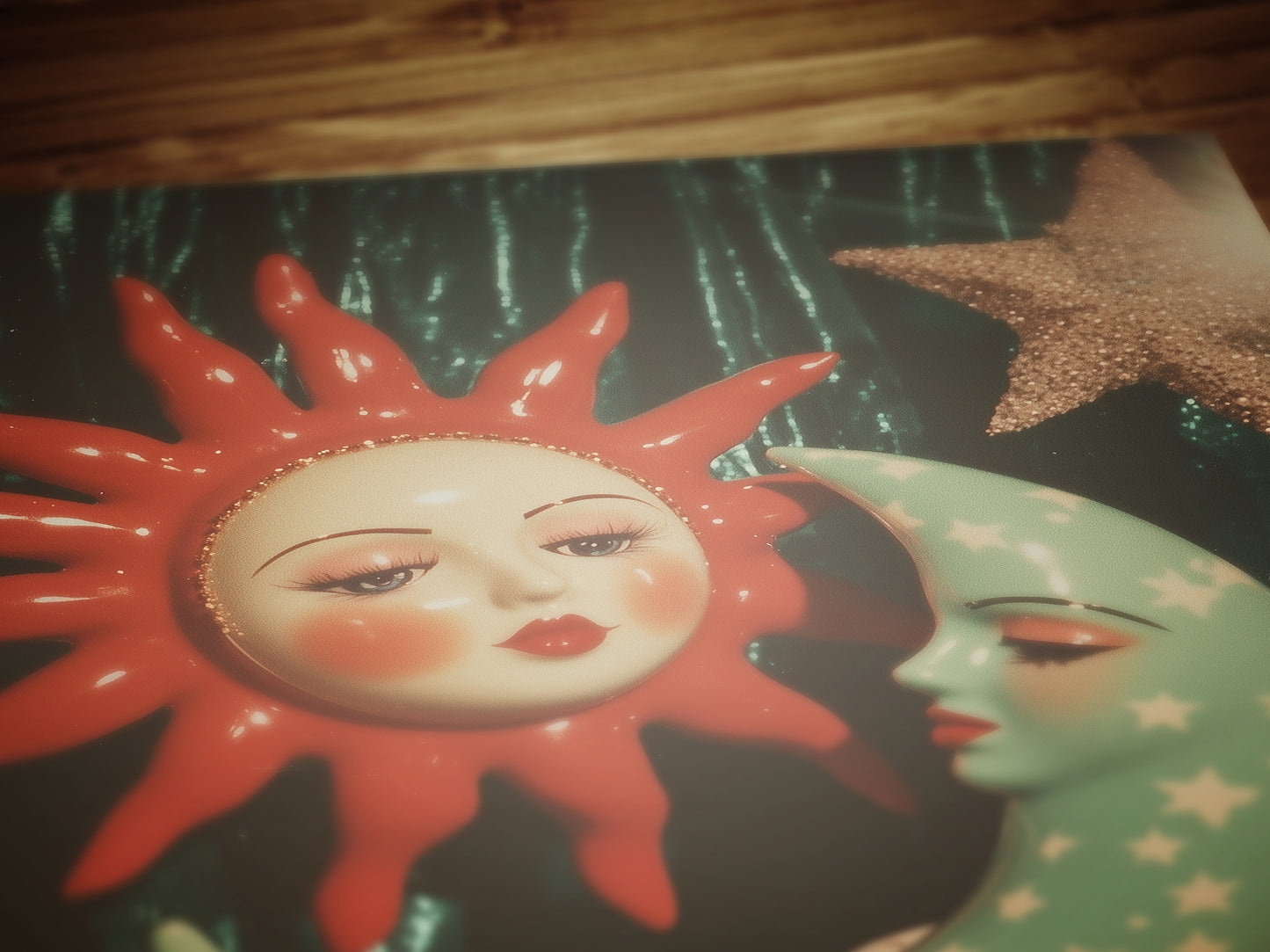 Celestial Sun And Crescent Moon Print, 90s Whimsigoth Decor, Whimsical Celestial Magical Home Decor, Sun Moon Poster, Cosy Witchy Print