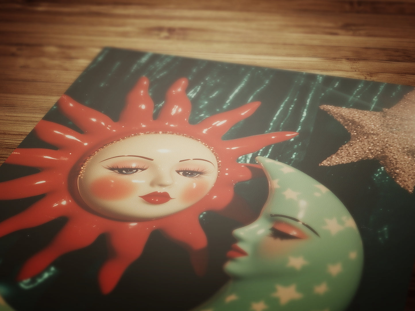 Celestial Sun And Crescent Moon Print, 90s Whimsigoth Decor, Whimsical Celestial Magical Home Decor, Sun Moon Poster, Cosy Witchy Print