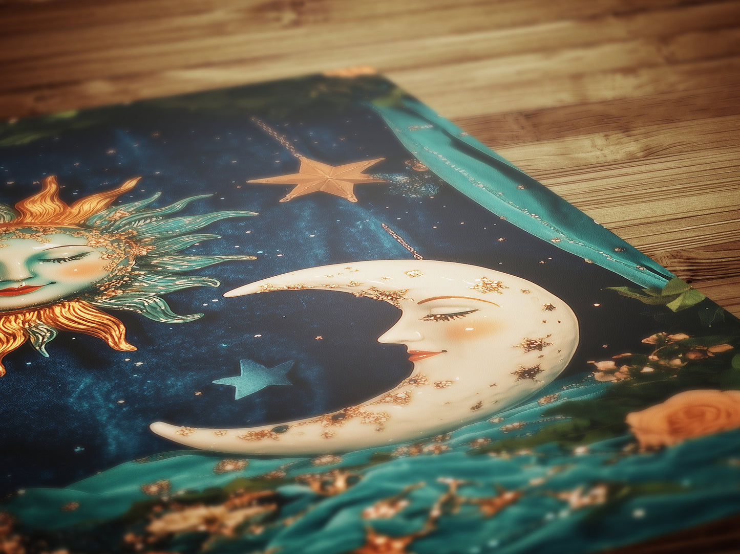 Boho Caravan Sun And Crescent Moon Print, 90s Whimsigoth Decor, Whimsical Celestial Magical Home Decor, Sun Moon Poster, Cosy Witchy Print