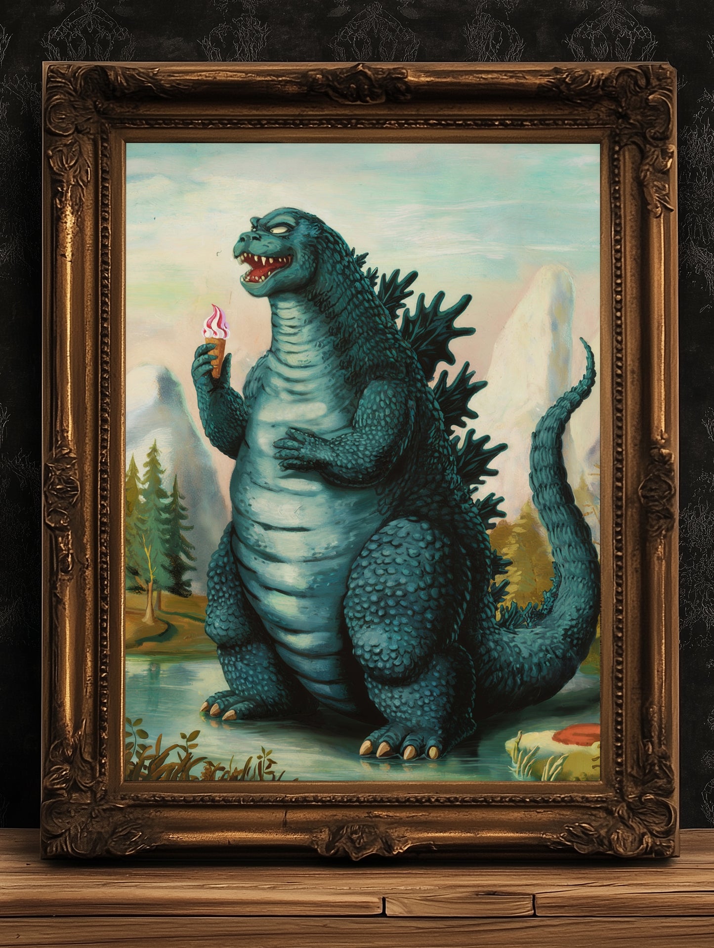 Funny Godzilla Wall Art Print