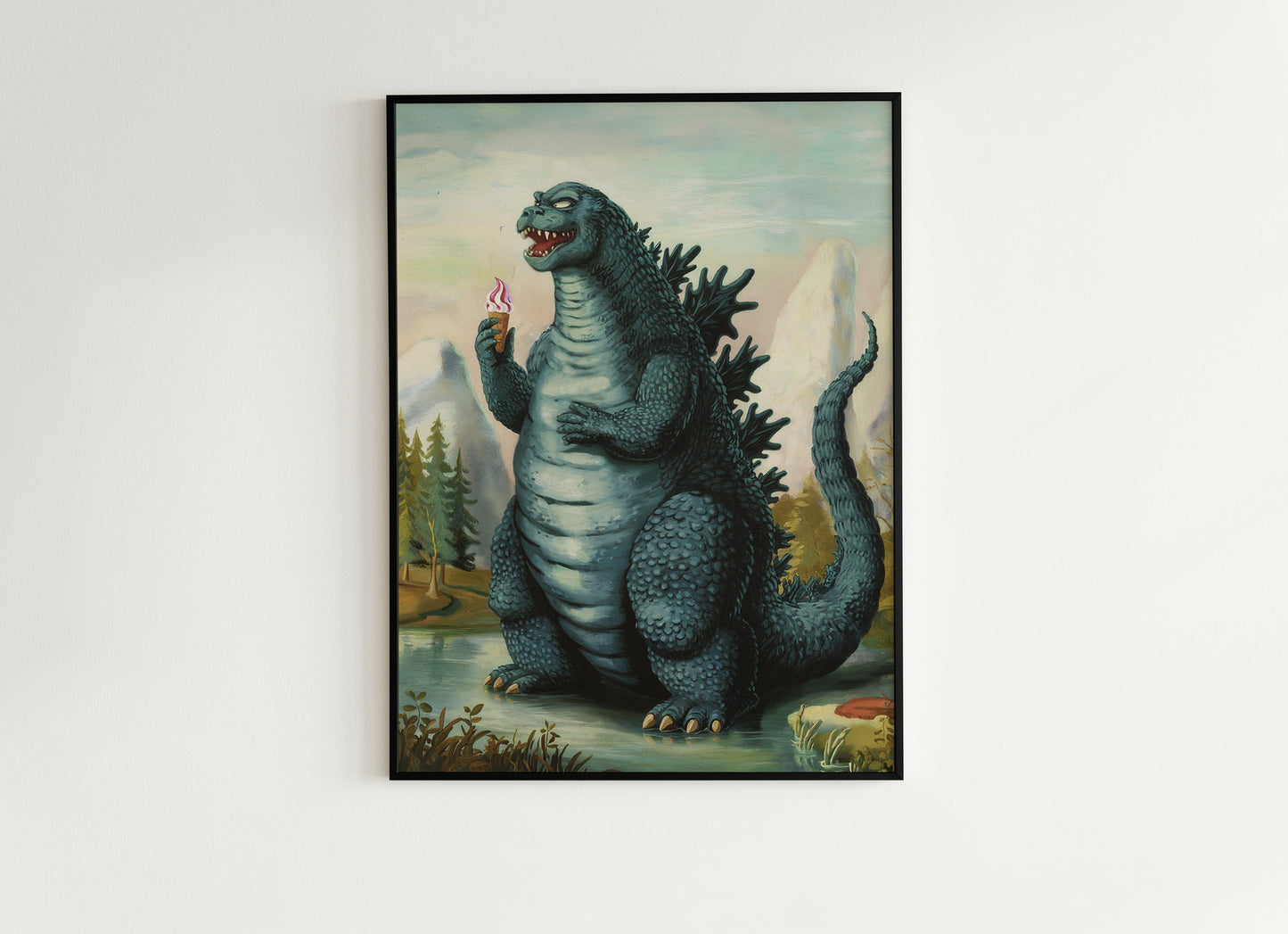 Funny Godzilla Wall Art Print