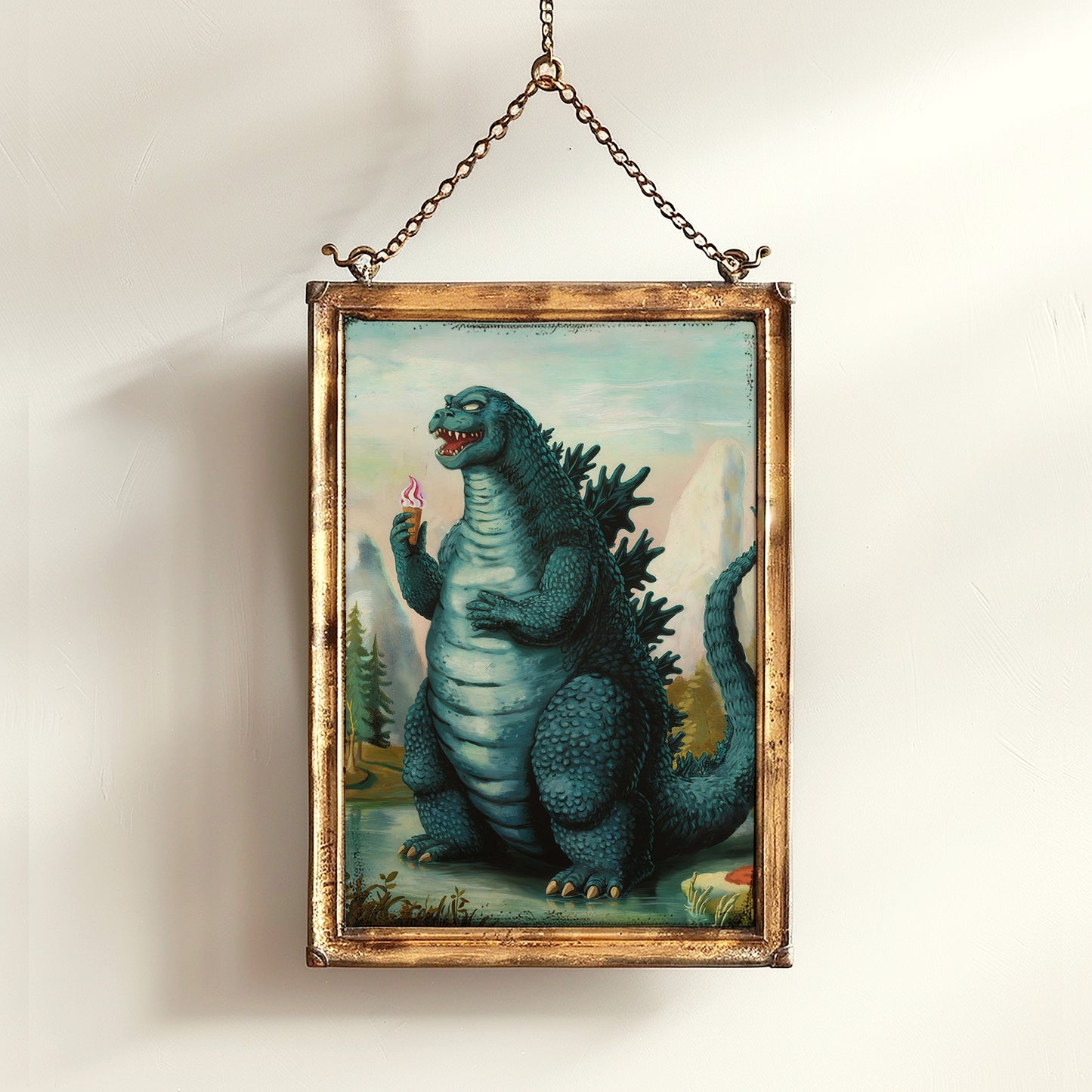 Funny Godzilla Wall Art Print