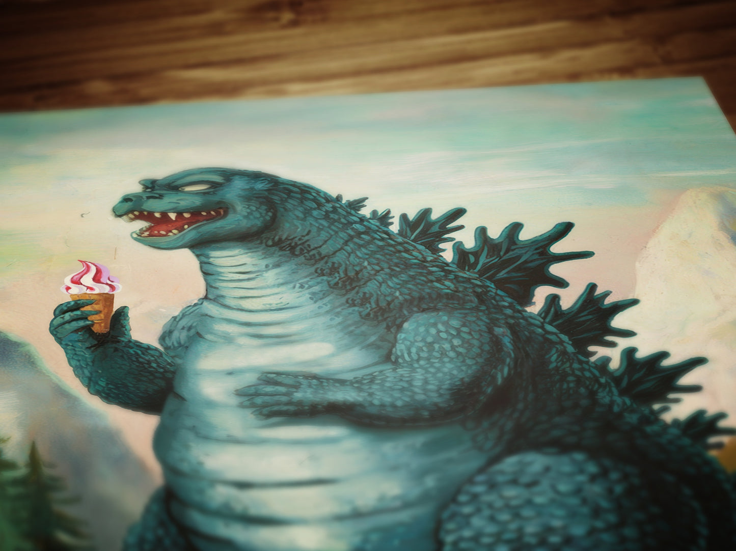 Funny Godzilla Wall Art Print