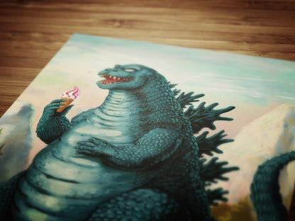 Funny Godzilla Wall Art Print