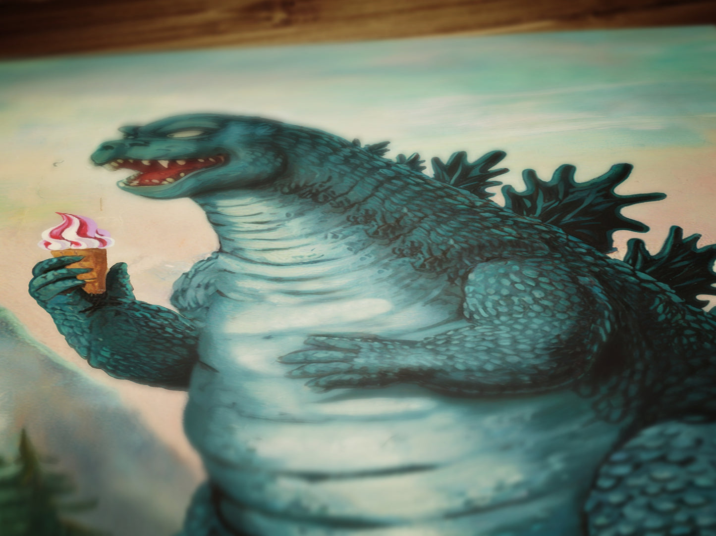 Funny Godzilla Wall Art Print